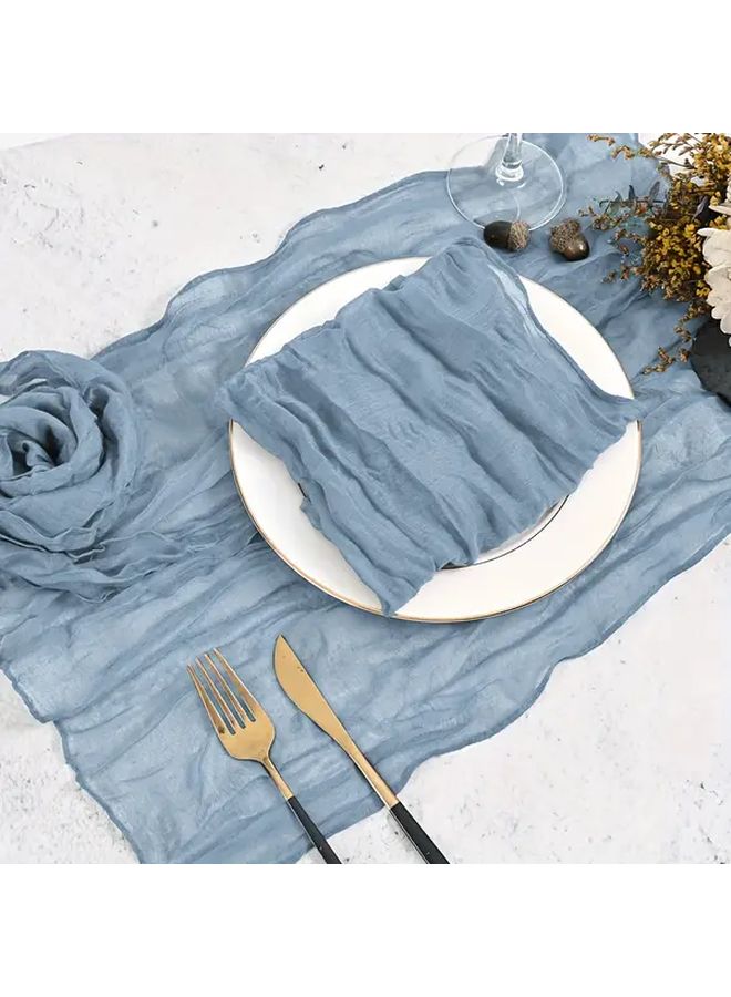 Blue 6 Pack Vintage Bohemian Cheese Cloth Napkins Polyester Woven Table Linens - Image 1