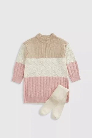 mothercare Striped Knitted Jumper and Tights Set