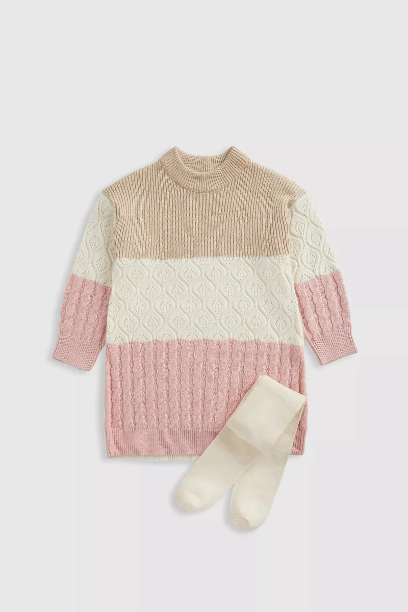 mothercare Striped Knitted Jumper and Tights Set