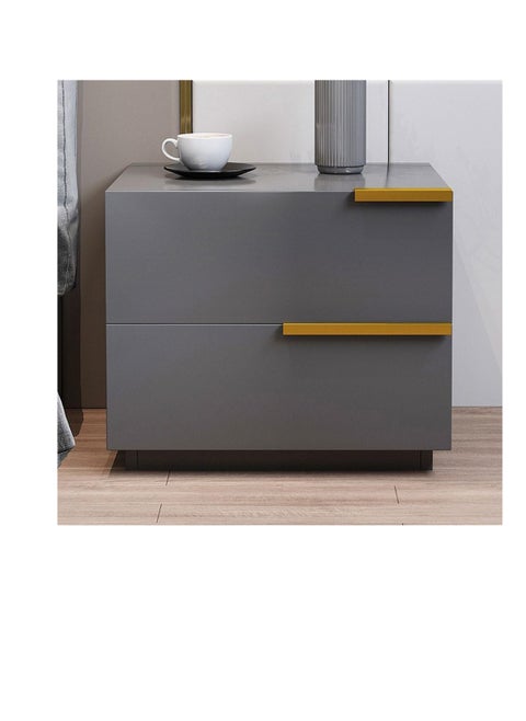 2 Drawers Nightstand Table Modern Side Table With Drawer For Bedroom Small Space Bedside Table with Storage Living Room Sofa End Table Home Storage Cabinet Desk (CT042-Grey)