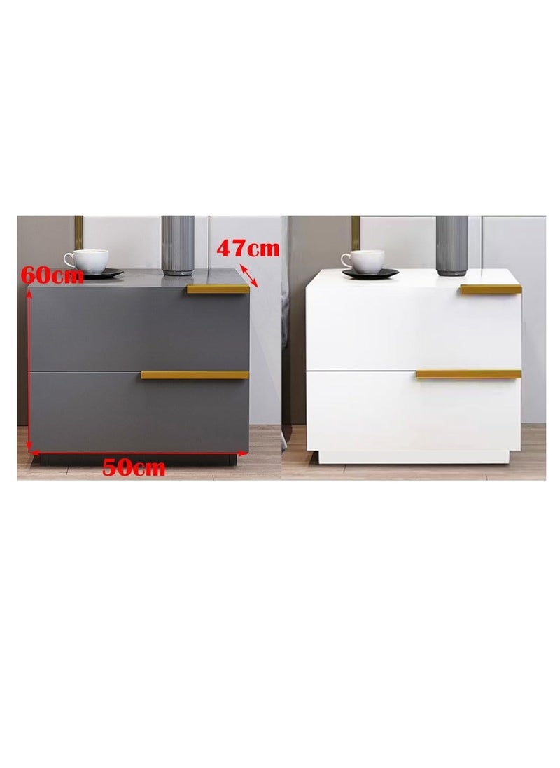 2 Drawers Nightstand Table Modern Side Table With Drawer For Bedroom Small Space Bedside Table with Storage Living Room Sofa End Table Home Storage Cabinet Desk (CT042-Grey)
