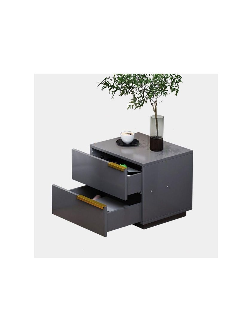 2 Drawers Nightstand Table Modern Side Table With Drawer For Bedroom Small Space Bedside Table with Storage Living Room Sofa End Table Home Storage Cabinet Desk (CT042-Grey)