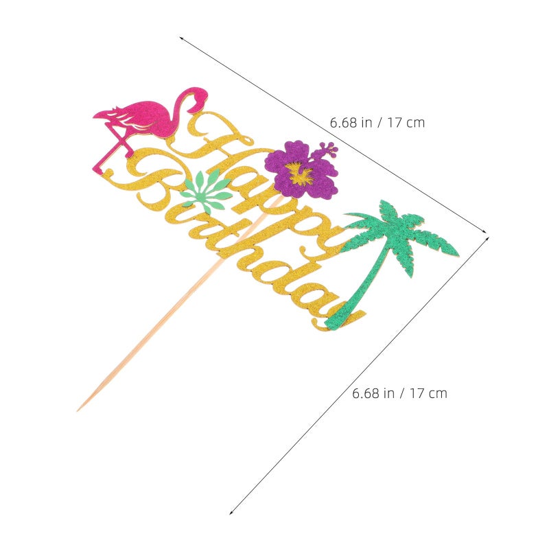Flamingo Cake Topper Pink Tropical Hawaiian Summer Beach Luau Pool Party Decoration - Image 3