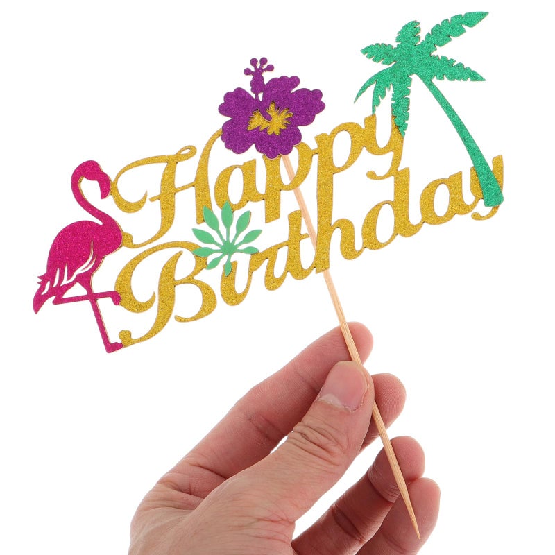 Flamingo Cake Topper Pink Tropical Hawaiian Summer Beach Luau Pool Party Decoration - Image 5