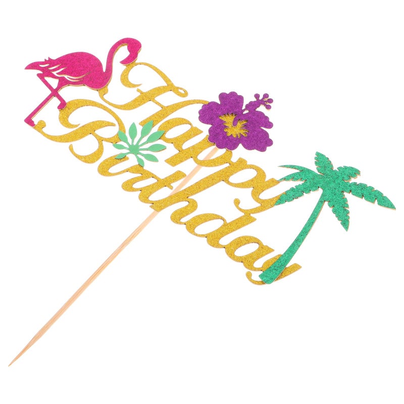 Flamingo Cake Topper Pink Tropical Hawaiian Summer Beach Luau Pool Party Decoration - Image 2