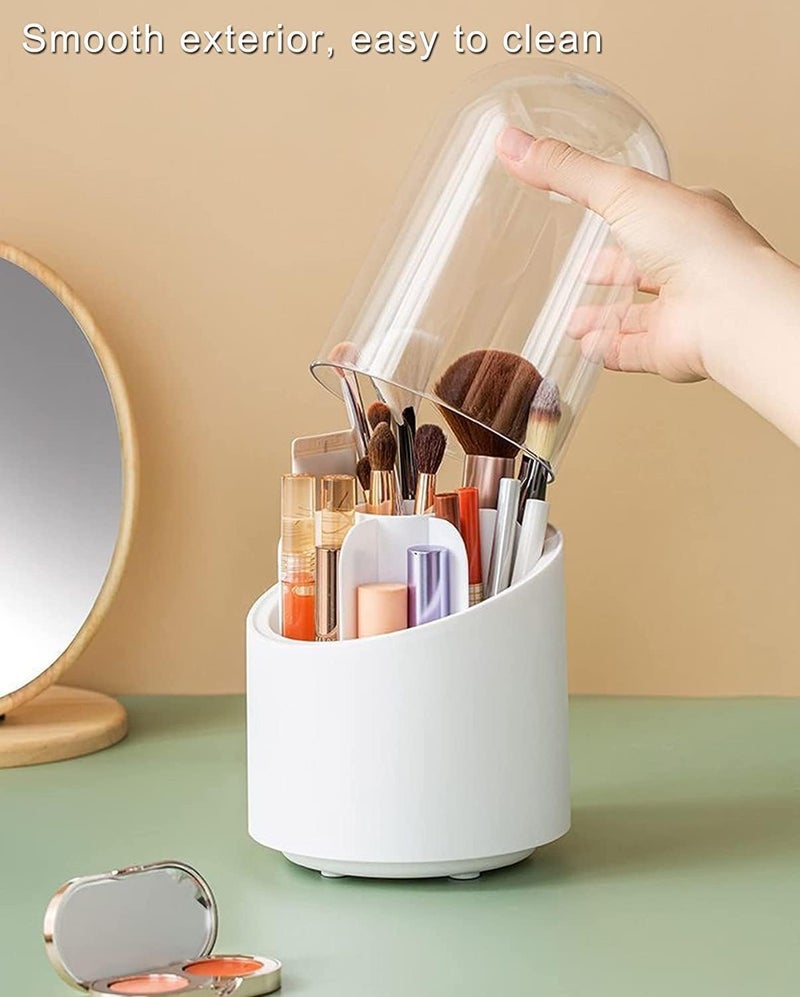 Niralasa Niralasa Makeup Brush Holder with Lid 360 Rotating Makeup Organizers with Clear Acrylic Cover Cosmetic Brush Storage Box for Desk - Image 2