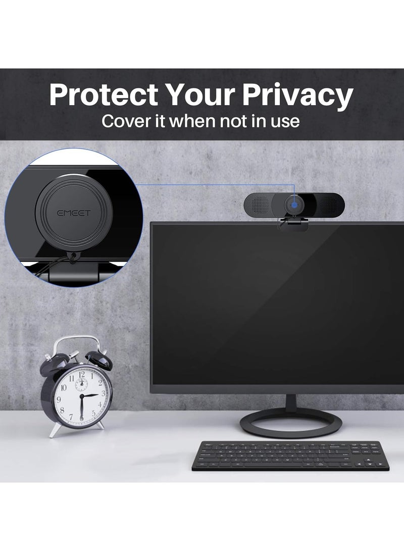 EMEET 3 in 1 Webcam - 1080P Webcam with Microphone and Speakers, Noise Reduction, Auto Low Light Correction W/Cover, C980 Pro - Image 3