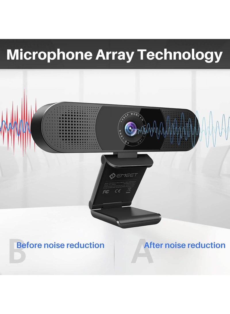 EMEET 3 in 1 Webcam - 1080P Webcam with Microphone and Speakers, Noise Reduction, Auto Low Light Correction W/Cover, C980 Pro - Image 4