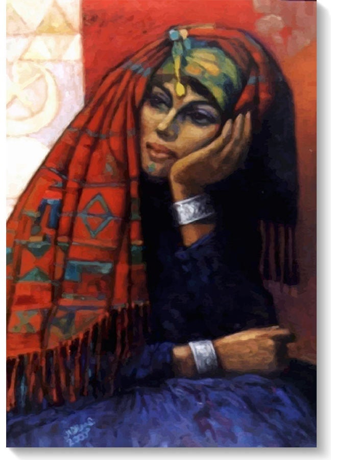 RYN Bedouin Woman Themed Wall Art Painting Multicolour 40x60cm - Image 2