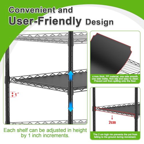Abimars 4-Tier Greenhouse with Wheels, Height-Adjustable Shelves Metal Plant Shelf with PVC Cover for Seed Starting Trays, Seedling Pots, Plant Pots, 13x29x73inch - Image 3