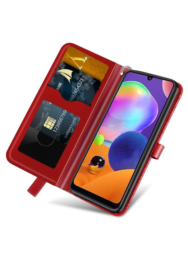 اس-توب جراب لهاتف Samsung Galaxy A31 من الجلد بتصميم شجرة الحياة مع حامل وفتحة للبطاقات ومحفظة وإطار للصور وحبل تعليق. - Image 4