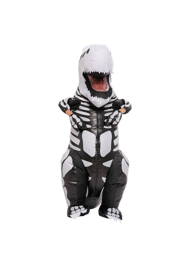 سبوكتاكيولار كريشنز زي ديناصور هيكل عظمي بعيون مضيئة LED من Spooktacular Creations للأطفال قابل للنفخ، زي كامل الجسم من T-Rex لحفلات الهالوين  - Image 3