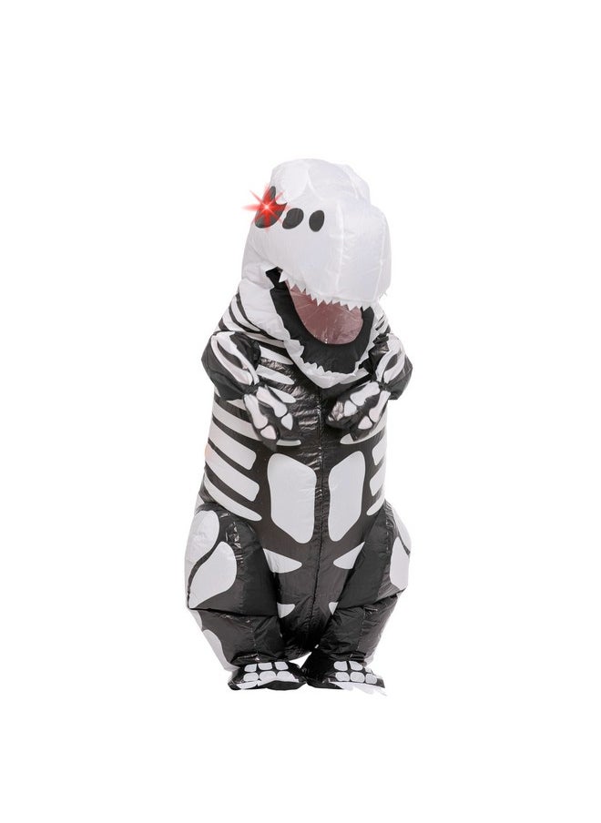 سبوكتاكيولار كريشنز زي ديناصور هيكل عظمي بعيون مضيئة LED من Spooktacular Creations للأطفال قابل للنفخ، زي كامل الجسم من T-Rex لحفلات الهالوين  - Image 2