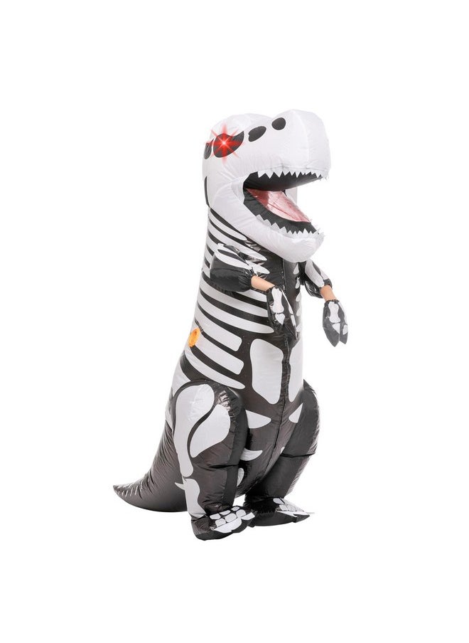 سبوكتاكيولار كريشنز زي ديناصور هيكل عظمي بعيون مضيئة LED من Spooktacular Creations للأطفال قابل للنفخ، زي كامل الجسم من T-Rex لحفلات الهالوين  - Image 1