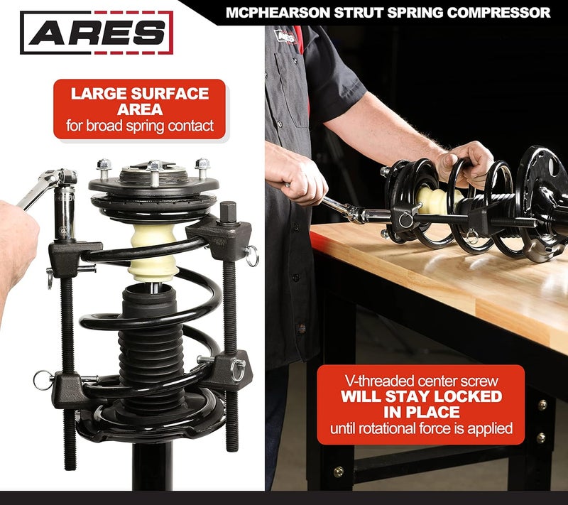 ARES 70371 - ضاغط زنبرك ماكفيرسون - إصلاح الزنبركات المنحنية، أنابيب الزنبرك، والزنبريكات التالفة - فكوك مطروقة مع دبابيس أمان لضغط آمن وسهل - Image 3