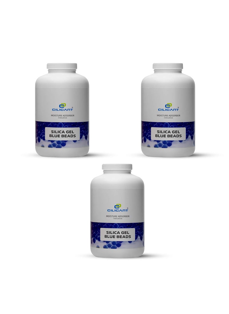 CILICAnT CILICAnT Blue Silica Gel Beads for Moisture Control Rechargeable Indicating Desiccant Dehumidifier Beads Size 24 mm 950 ml 3 2850 ml  - Image 1