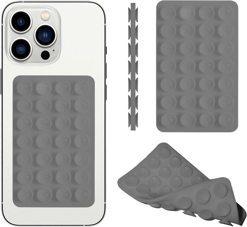 ClickCase حافظة هاتف بسماعة شفط مزدوجة من السيليكون، قاعدة قابلة للفصل، 28 شفط قوي لهواتف آيفون وأندرويد، حامل هاتف بدون استخدام اليدين لالتقاط الصور والفيديوهات (رمادي) - Image 1