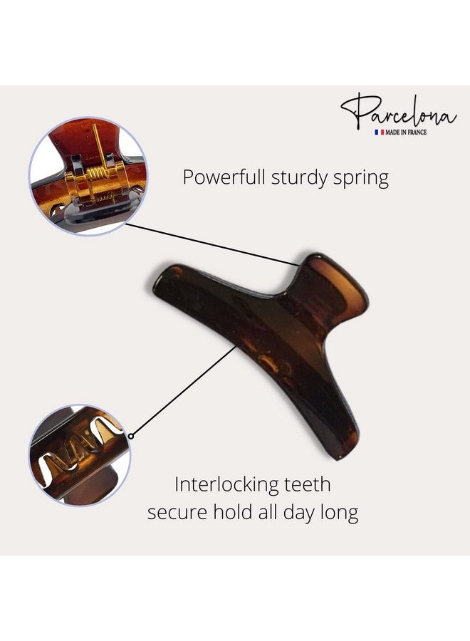 Parcelona French Salon Style Flat Set Of 2 Small Tortoise Shell Brown And Black Narrow Jaw Hair Claw Clip Clutcher Clamp - Image 4