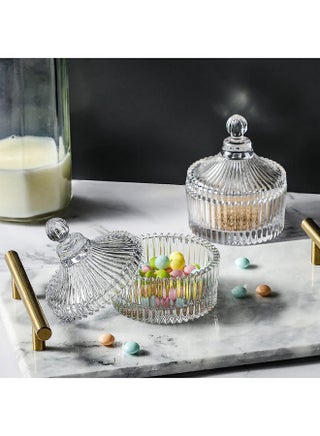 Everest Global Clear Glass Storage Jar With Lid Candy Cookie Jar Jewelry Box Set Of 2 Buffet Jar Biscuit Containers (3.7" X 4.4")