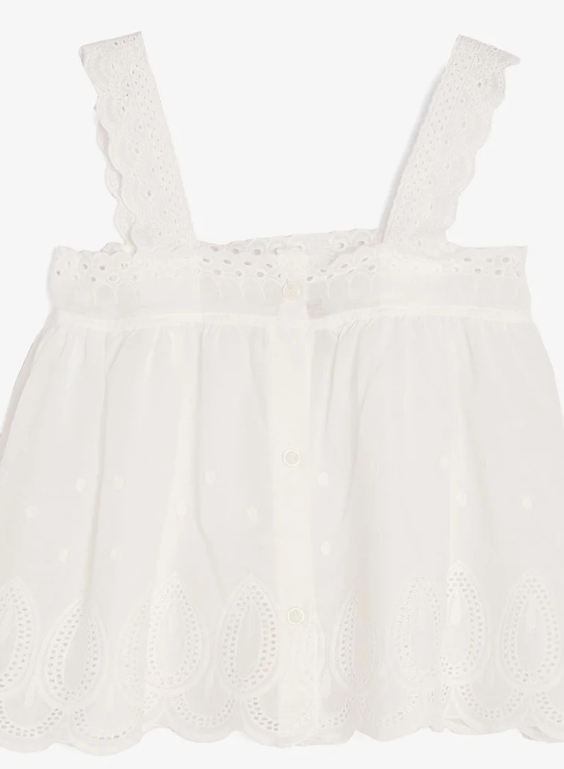 Pinata  Strappy Lace Frill Top and Denim Skirt Set for Women | Best Price UAE