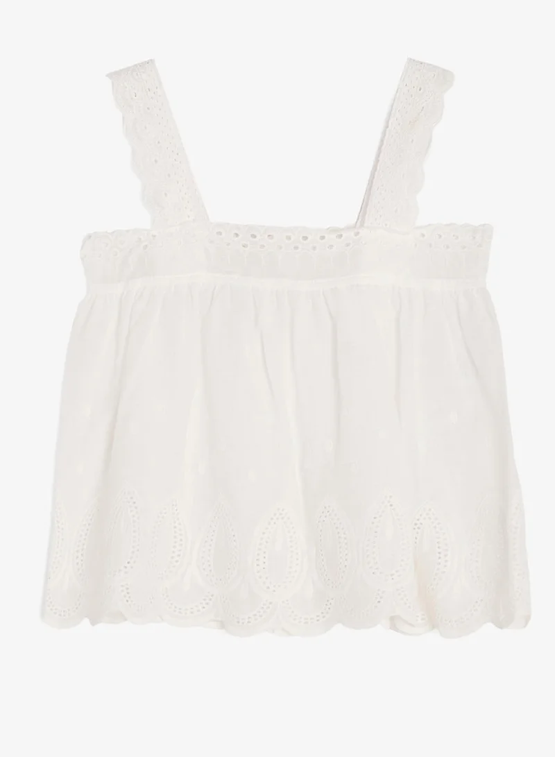 Pinata  Strappy Lace Frill Top and Denim Skirt Set for Women | Best Price UAE