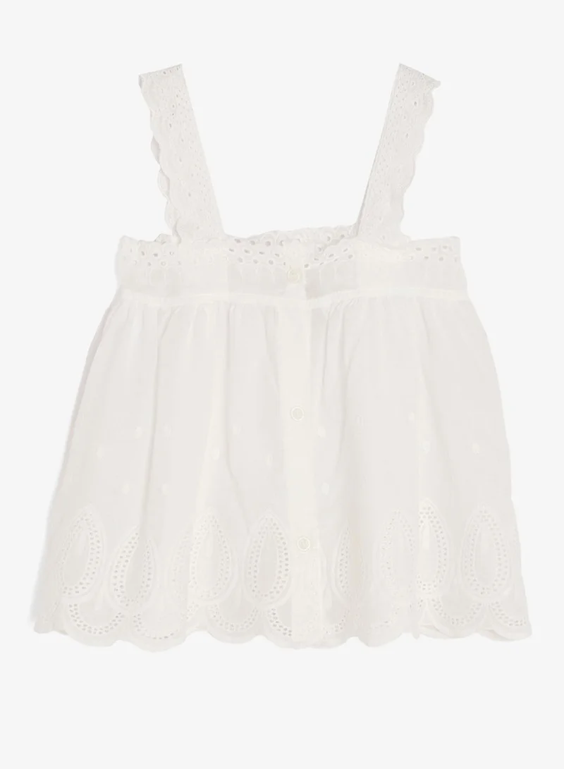 Pinata  Strappy Lace Frill Top and Denim Skirt Set for Women | Best Price UAE