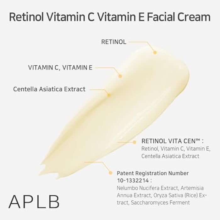 APLB Retinol Vitamin C Vitamin E Facial Cream | RETINOL VITA CEN™ 21.6% 1.86 FL.OZ/Korean Skincare, Deep hydration, Retinol, Revitalize for gentle and improve skin texture - Image 4