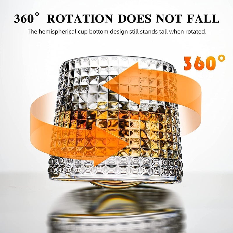 Shree Hari Diamond Dancing Whiskey Glass Set of 6 Pcs with Rotable Bottom Spining Glasses150 ml Bar Glass for Drinking Bourbon Whisky Scotch Cocktails Cognac Old Fashioned Tumblers  - Image 5