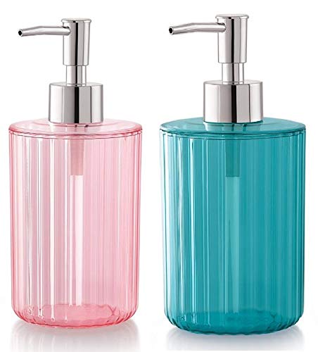 Nimbose Liquid Soap Dispenser for Bathroom Set of 2 Refillable Hand Soap Dispenser Unbreakable Plastic Handwash Bottles for Kitchen WashBasin Bathroom Mixed Colors Set of 2 - Image 2