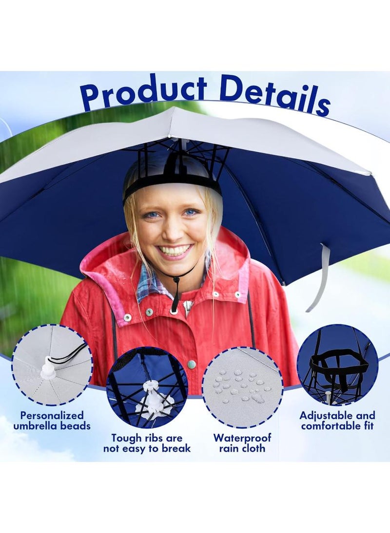 KHAJUL قبعة مظلة مثبتة على الرأس باللون الأزرق الملكي مع حزام ذقن قابل للتعديل، حماية من الشمس عاكسة للحرارة للحدائق والمشي وصيد السمك والجولف والتخييم والشاطئ، 77 سم - Image 5