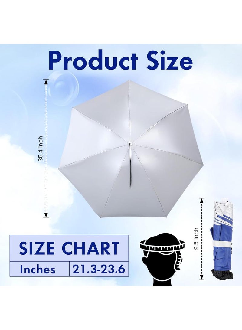KHAJUL قبعة مظلة مثبتة على الرأس باللون الأزرق الملكي مع حزام ذقن قابل للتعديل، حماية من الشمس عاكسة للحرارة للحدائق والمشي وصيد السمك والجولف والتخييم والشاطئ، 77 سم - Image 2