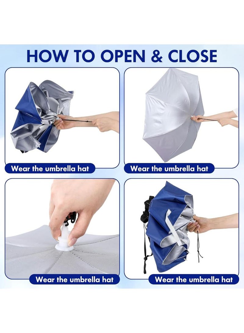 KHAJUL قبعة مظلة مثبتة على الرأس باللون الأزرق الملكي مع حزام ذقن قابل للتعديل، حماية من الشمس عاكسة للحرارة للحدائق والمشي وصيد السمك والجولف والتخييم والشاطئ، 77 سم - Image 3