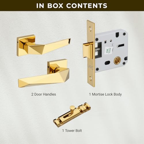 LAPO Door Locking System with Keyless Operation | 45x45 Lock Body | Brass Latch Mechanism| Multi Direction Door Support | Ideal for 30–50mm Range | Gold Finish | 3 Years Warranty | Ro-126 - Image 4