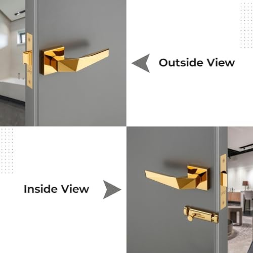 LAPO Door Locking System with Keyless Operation | 45x45 Lock Body | Brass Latch Mechanism| Multi Direction Door Support | Ideal for 30–50mm Range | Gold Finish | 3 Years Warranty | Ro-126 - Image 3