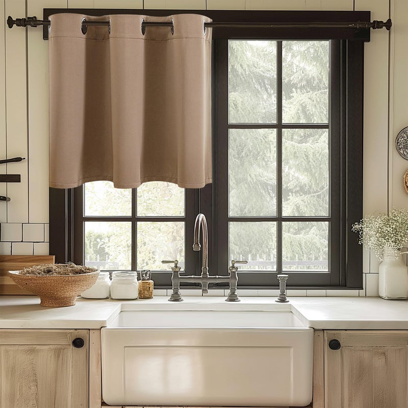 ChrisDowa Blackout Curtains 36 Inches Long for Living Room  Grommet Thermal Insulated Room Darkening Curtains for Bedroom (1 Panel Set  Cappuccino  52W x 36L) - Image 5