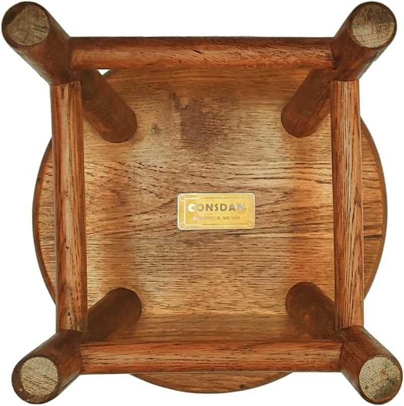CONSDAN 9-Inch Round Step Stool for Adults & Kids, USA Grown Solid Oak Hardwood Ottoman, Sturdy Small Foot Stool for Kitchen, Bedside, Nursery, Shoe Changing, Plant Stand, Fully Assembled (Chocolate) - Image 3
