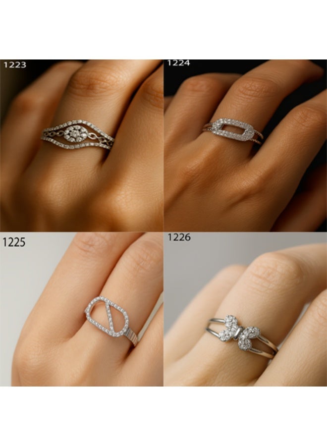 3Diamonds Premium 4-Piece Platinum & Rhodium Plated Zircon Ring Set for Women – Elegant Luxury Bundle - Image 1