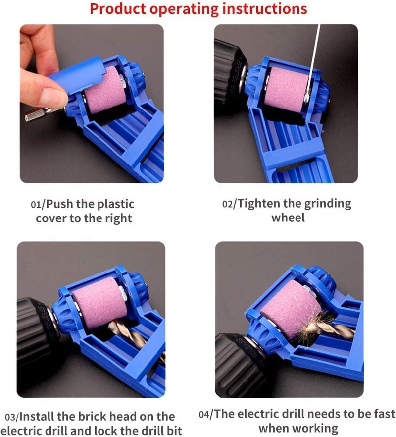 Whitecloud TRANSFORMING HOMES Whitecloud TRANSFORMING HOMES® Portable Drill Bit Sharpener Powered Tool Parts Sharpening Tool Corundum Grinding Wheel for Iron-Based Drill Bits (DRIL001) (Blue)  - Image 4