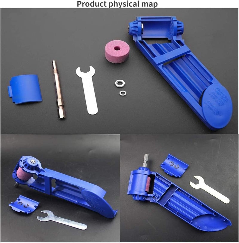 Whitecloud TRANSFORMING HOMES Whitecloud TRANSFORMING HOMES® Portable Drill Bit Sharpener Powered Tool Parts Sharpening Tool Corundum Grinding Wheel for Iron-Based Drill Bits (DRIL001) (Blue)  - Image 5