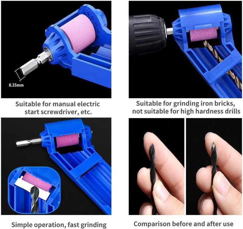 Whitecloud TRANSFORMING HOMES Whitecloud TRANSFORMING HOMES® Portable Drill Bit Sharpener Powered Tool Parts Sharpening Tool Corundum Grinding Wheel for Iron-Based Drill Bits (DRIL001) (Blue)  - Image 2