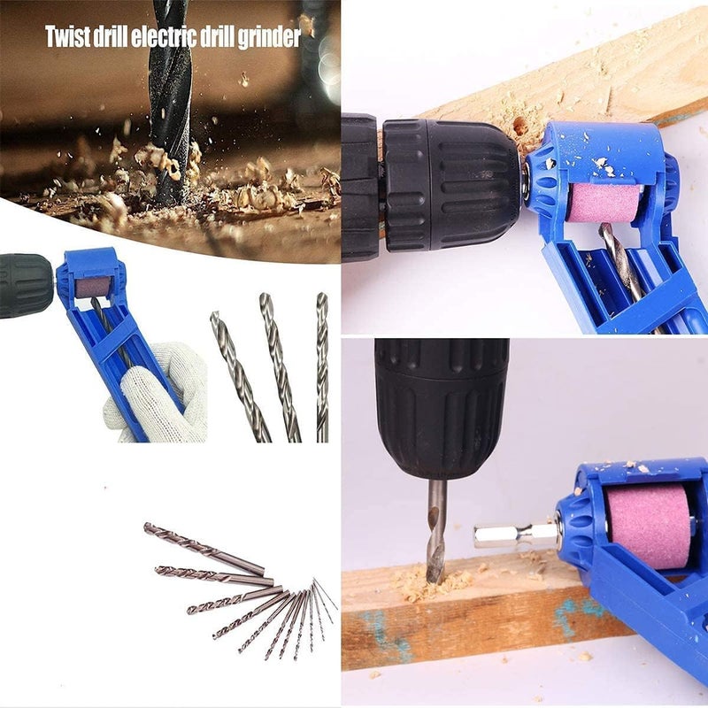 Whitecloud TRANSFORMING HOMES Whitecloud TRANSFORMING HOMES® Portable Drill Bit Sharpener Powered Tool Parts Sharpening Tool Corundum Grinding Wheel for Iron-Based Drill Bits (DRIL001) (Blue)  - Image 3