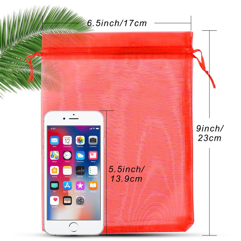 Anznku 50 Pack Red Organza Bags 6X9 Inches Mesh Bags Drawstring  Sheer Mesh Bags Drawstring  Gift Bags For Party  Christmas Wedding Mesh Festival Makeup Favor Bags - Image 3