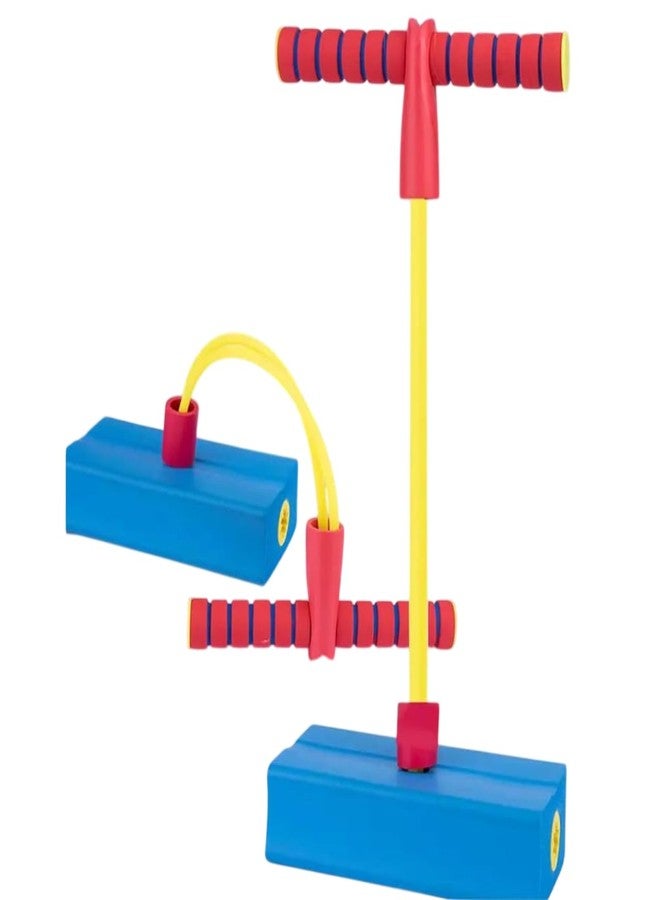 KRySt Kids Pogo Jumper Toy with Foam Base & Elastic Bungee | Jumping Bouncer Toy with Handle Grip for Indoor & Outdoor Play | Balance & Active Play Toy for Boys and Girls (Blue) - Image 1