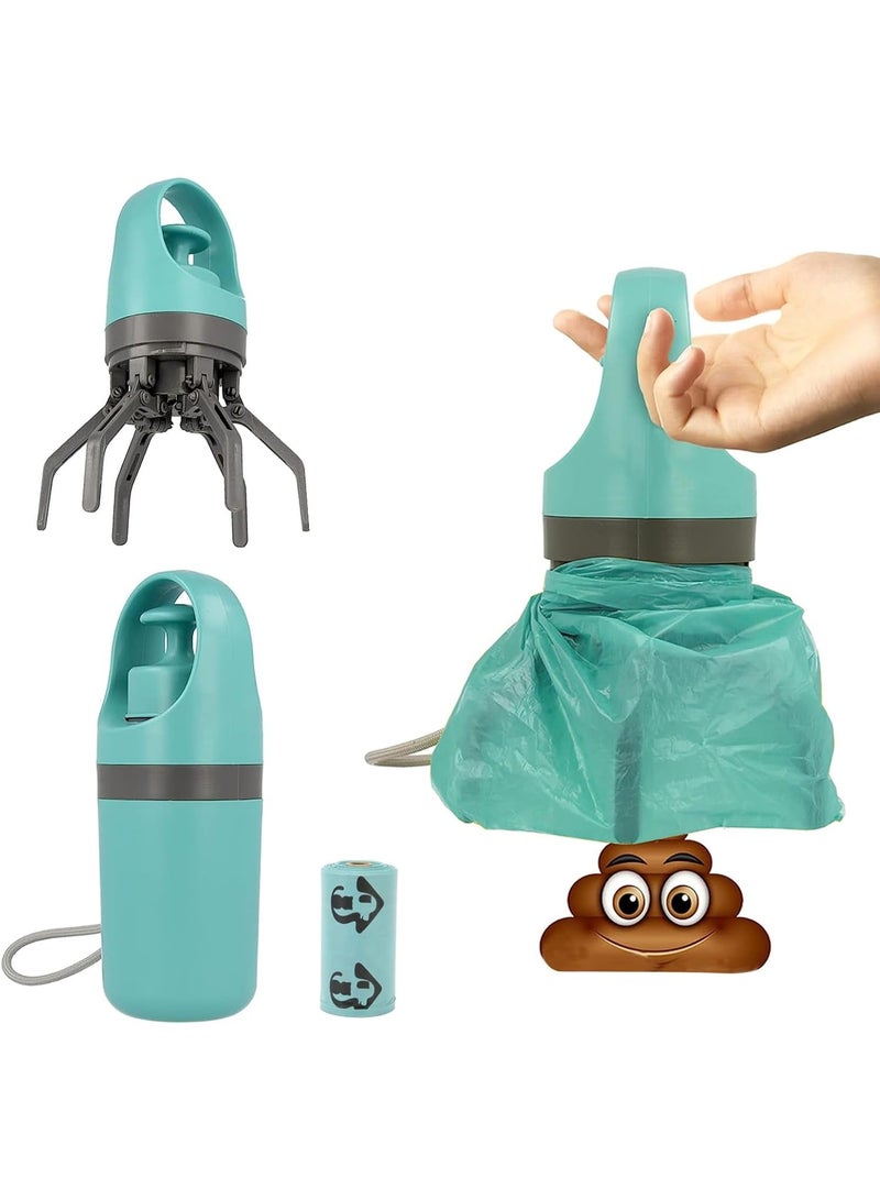 Pooper Scooper ، المحمولة بدون لمس poop scooper للكلاب الصغيرة والمتوسطة والكبيرة ، جمع نفايات الكلب مع مرفق كيس 15PCS وحاوية نفايات مقاومة للتسرب - Image 1