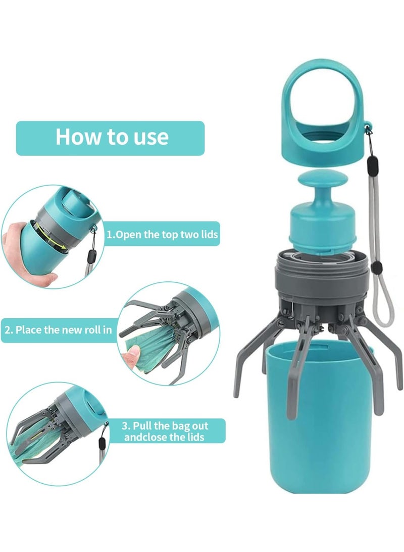 Pooper Scooper ، المحمولة بدون لمس poop scooper للكلاب الصغيرة والمتوسطة والكبيرة ، جمع نفايات الكلب مع مرفق كيس 15PCS وحاوية نفايات مقاومة للتسرب - Image 4