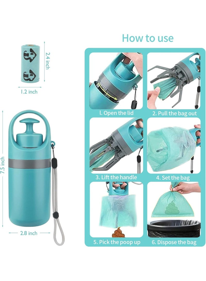 Pooper Scooper ، المحمولة بدون لمس poop scooper للكلاب الصغيرة والمتوسطة والكبيرة ، جمع نفايات الكلب مع مرفق كيس 15PCS وحاوية نفايات مقاومة للتسرب - Image 5
