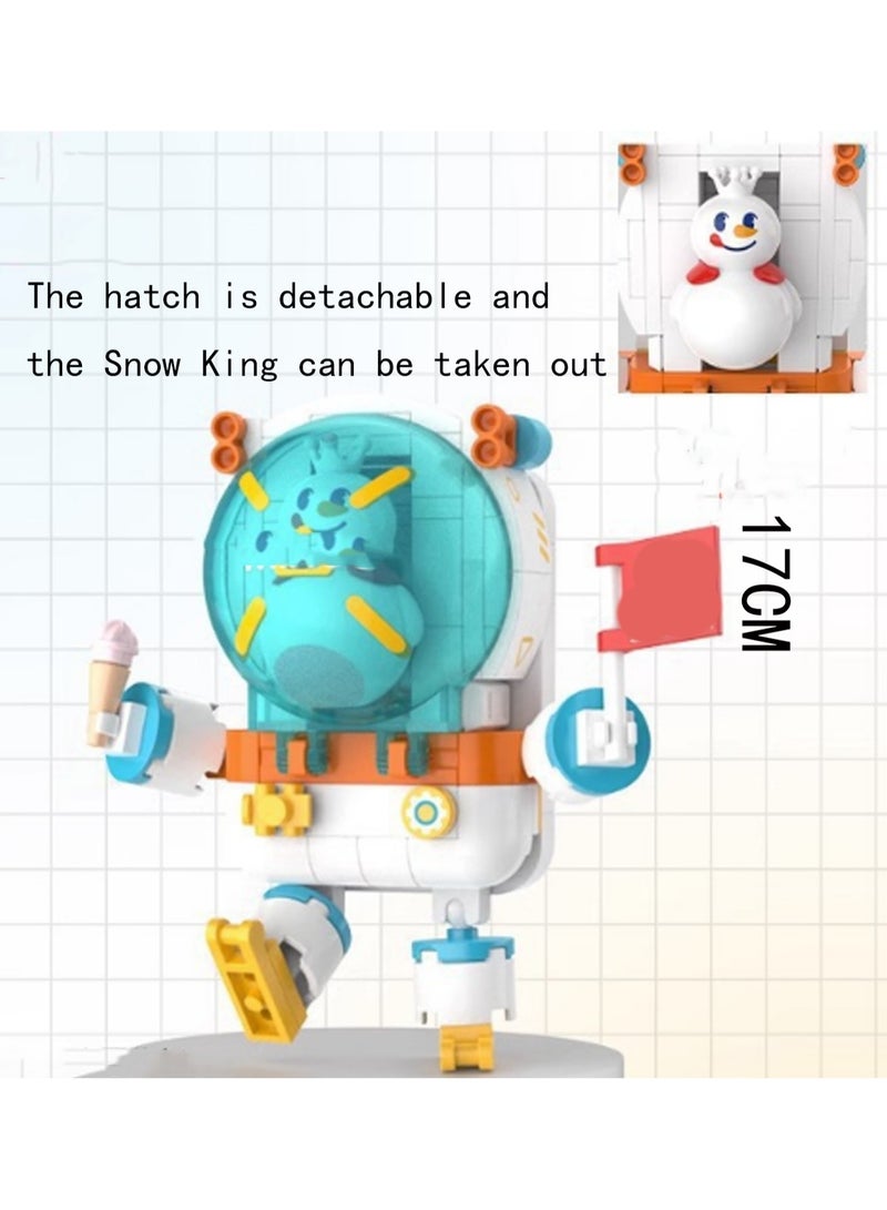 Space Astronaut Snowman Model Set Building Blocks Creative Diy Simulation Collection Building Assembly Children'S Toys - Image 3