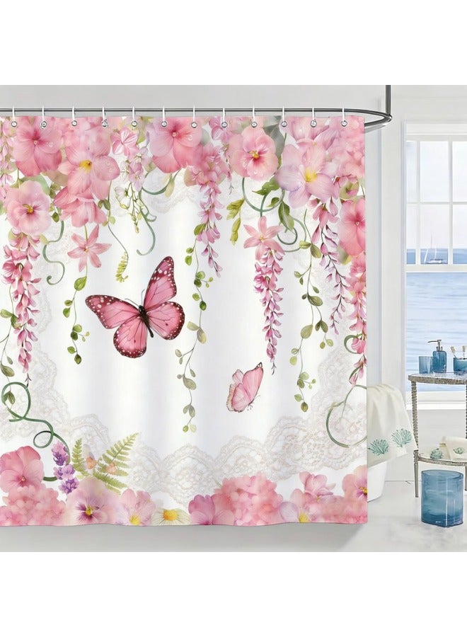 Plaid Waterproof Shower Curtain, Mildew-resistant Bathroom Shower Parion Curtain
