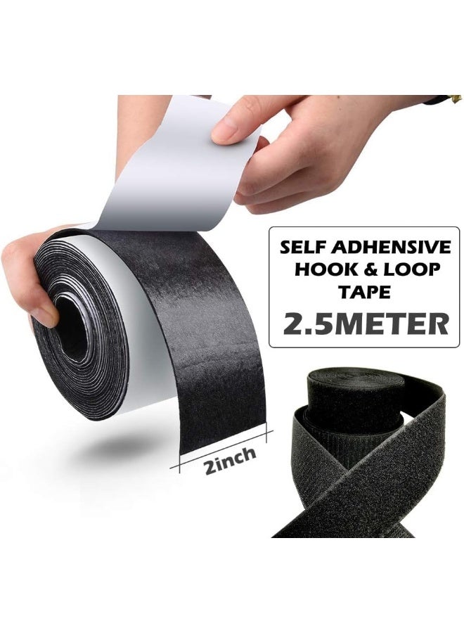 Poaker 2Inch Black Self-Adhesive Hook And Loop 2.5Mtr Length - Image 2