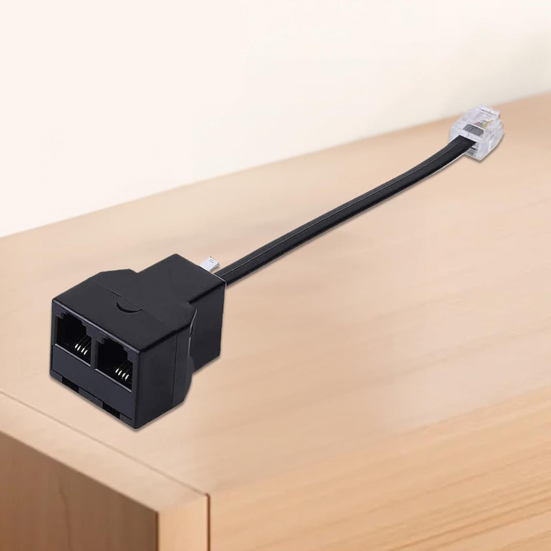 2 Ports Telephone Line Splitter Adapter Cable For Landline Fax Modem - Image 4